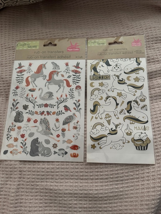 Crafters Square Other - Crafter's Square Unicorn & Nature Rub-On Transfers lot of 2